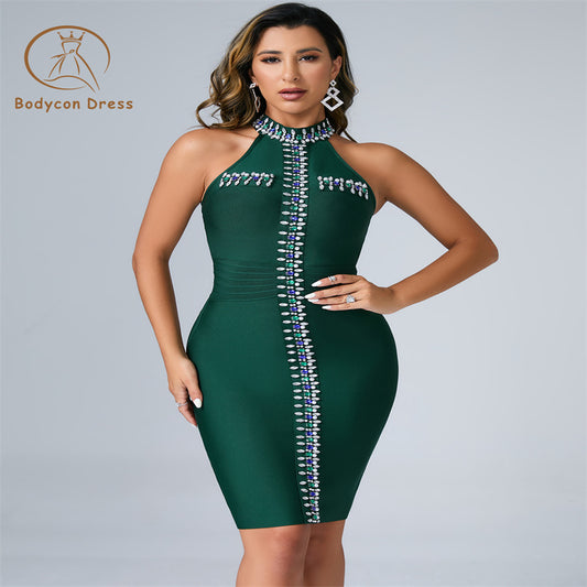 Bodycon Mini Beading Bandage Dress For Women Elegant Sleeveless Slim Celebrity Evening Party Dresses Vestidos Wholesales