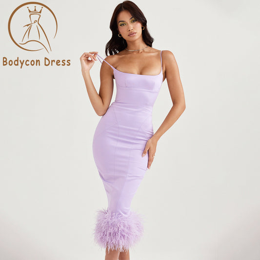 Bodycon Dress For Women Evening Party Elegant Sexy Midi Birthday Club Outfits