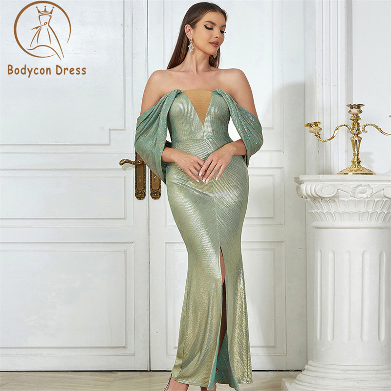 Bodycon Dignified Woman Dress Sleeveless Strapless Shawl Wedding Female Clothing Birthday Evening Party Sexy Long Vestido Wholesale