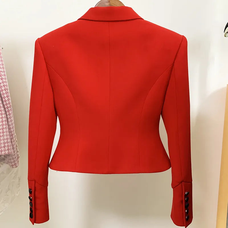 Bodycon Newest Fashion Designer Jacket Women's Lapel Tuxedo Slim Fitting Red Short Blazer