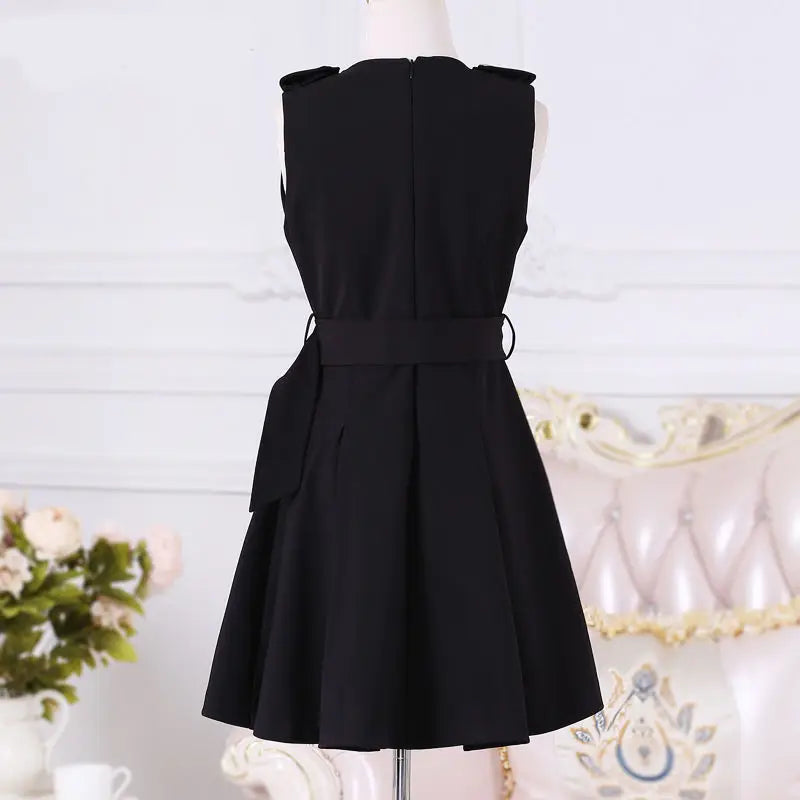 Bodycon Dress For Women New Black Zipper Slim British Temperament Lady Student Clothing