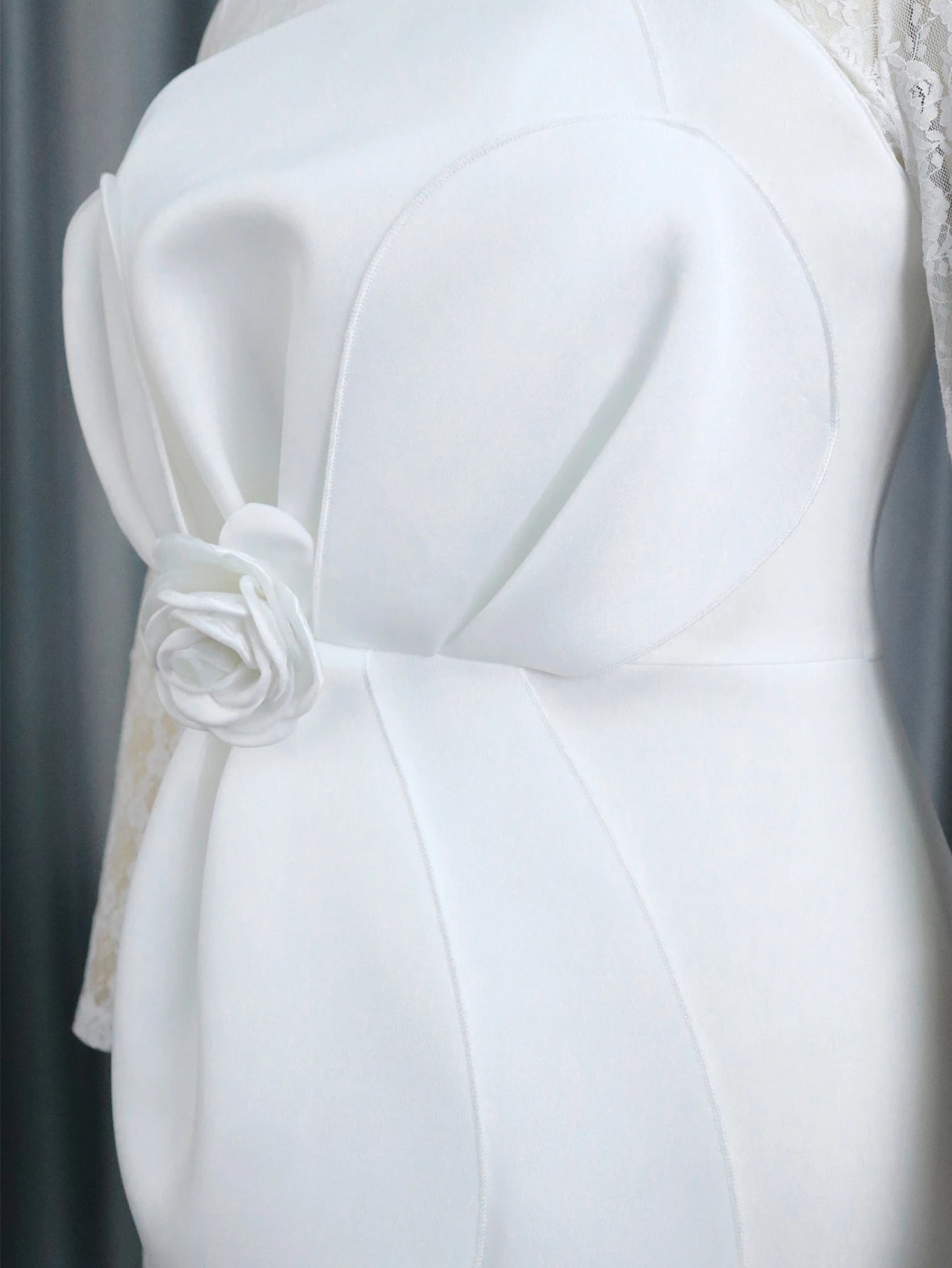 Bodycon Women's Party Dress White Lace Patchwork Dresses Long Sleeve Appliques Lotus Petal Event Bithday Wedding Fancy Robe