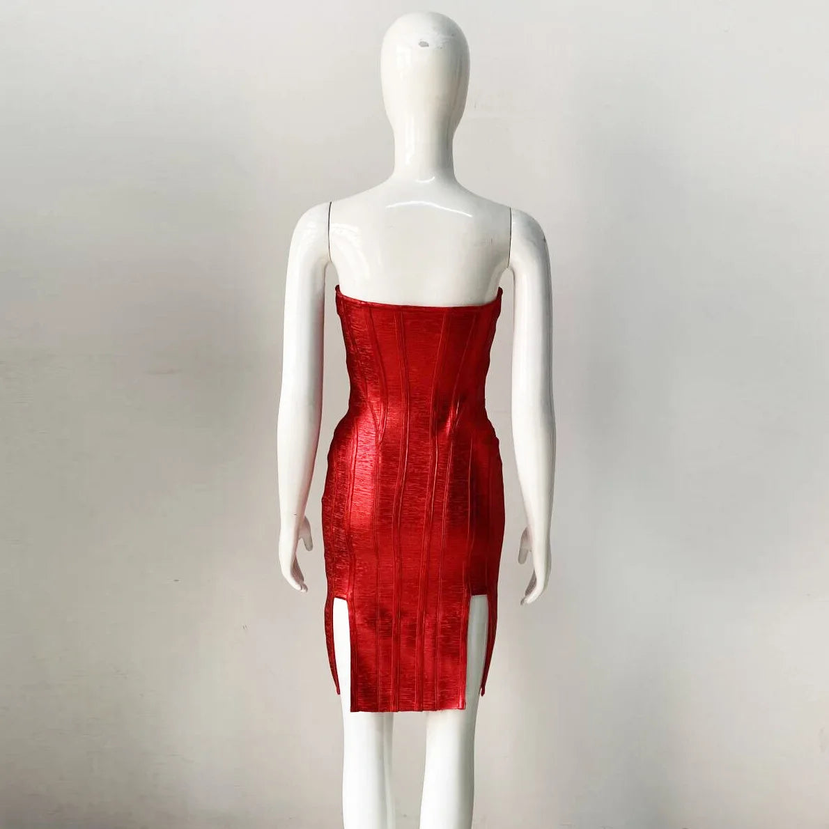 Bodycon Red Bandage Strapless Sleeveless Dress Women Elegant Backless Celebrity Birthday Evening Party Dresses Vestido Wholesale