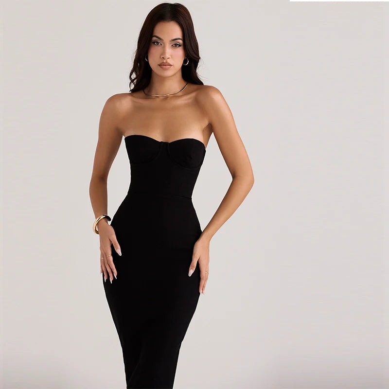 Bodycon Women Dress  Sleeveless Black Bandage Dress Celebrity Elegant Evening Club Female Maxi Party Dresses