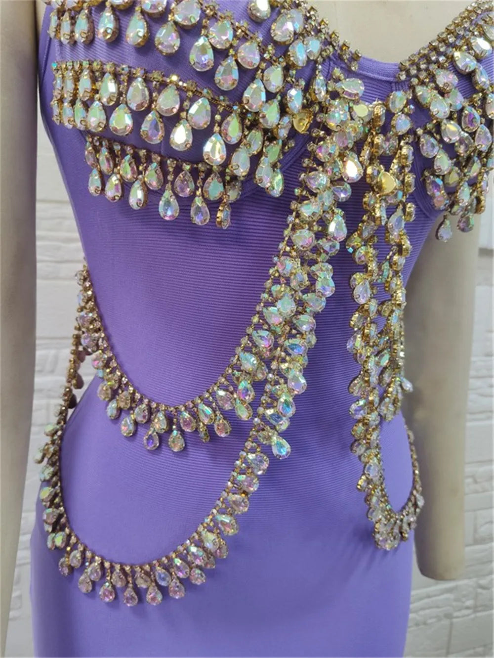 Bodycon Dress For Women Celebrity Purple Khaki Sparkly Beading Bodycon Rayon Bandage Dress Elegant Evening Party Dress Vestidos
