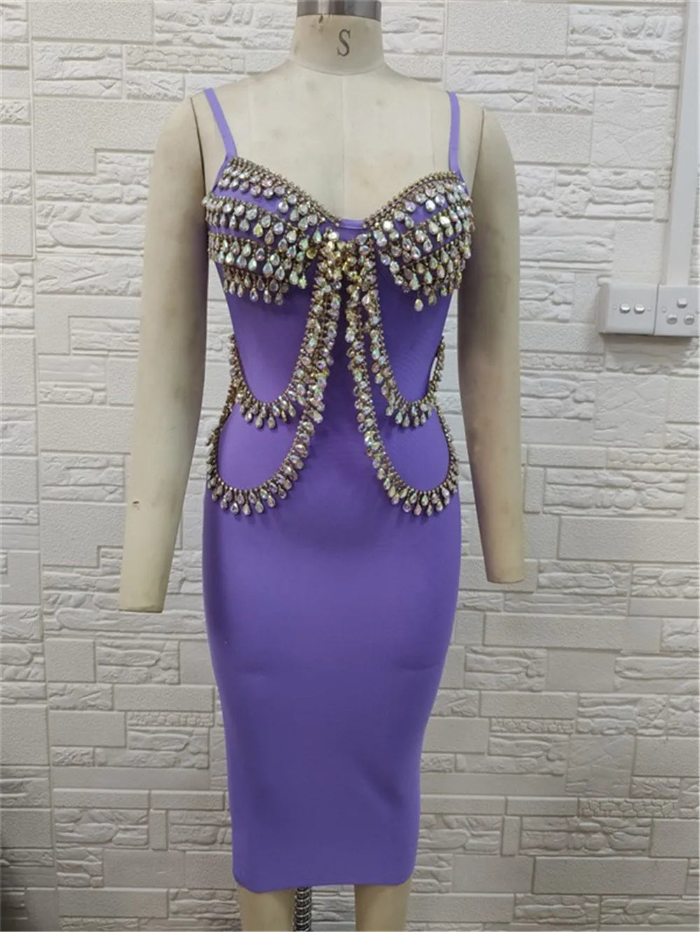 Bodycon Dress For Women Celebrity Purple Khaki Sparkly Beading Bodycon Rayon Bandage Dress Elegant Evening Party Dress Vestidos